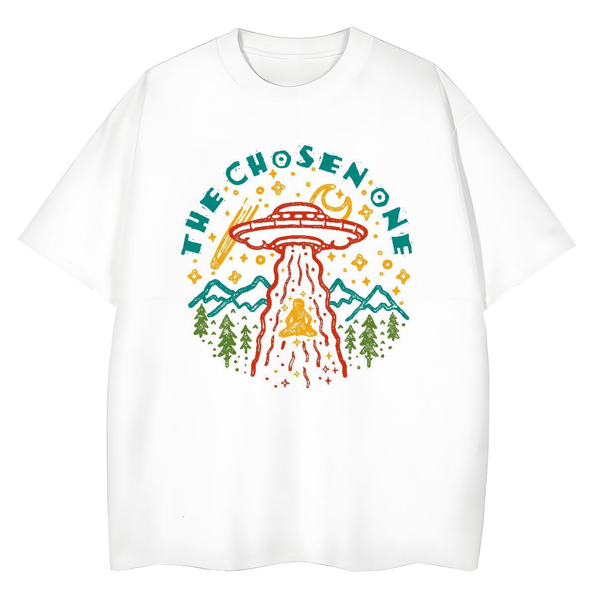 TOP Quality T-Shirts for Men 100% Cotton 230g UFO Street Wear Plus Size Custom Breathable Crew Neck Mens Tshirts 2024 DIY Tops Shirt