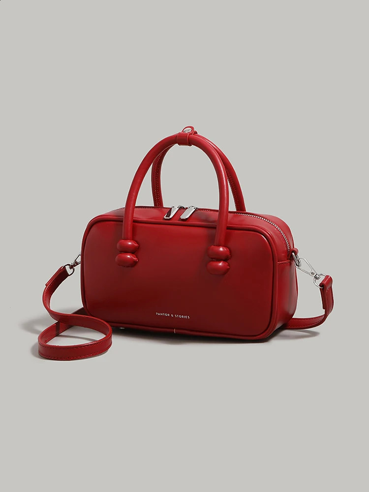 Letter Square Bag Red Bowling y Ladies Lmitate Handbag Trendy Shoulder Crossbody Boston ner 240817