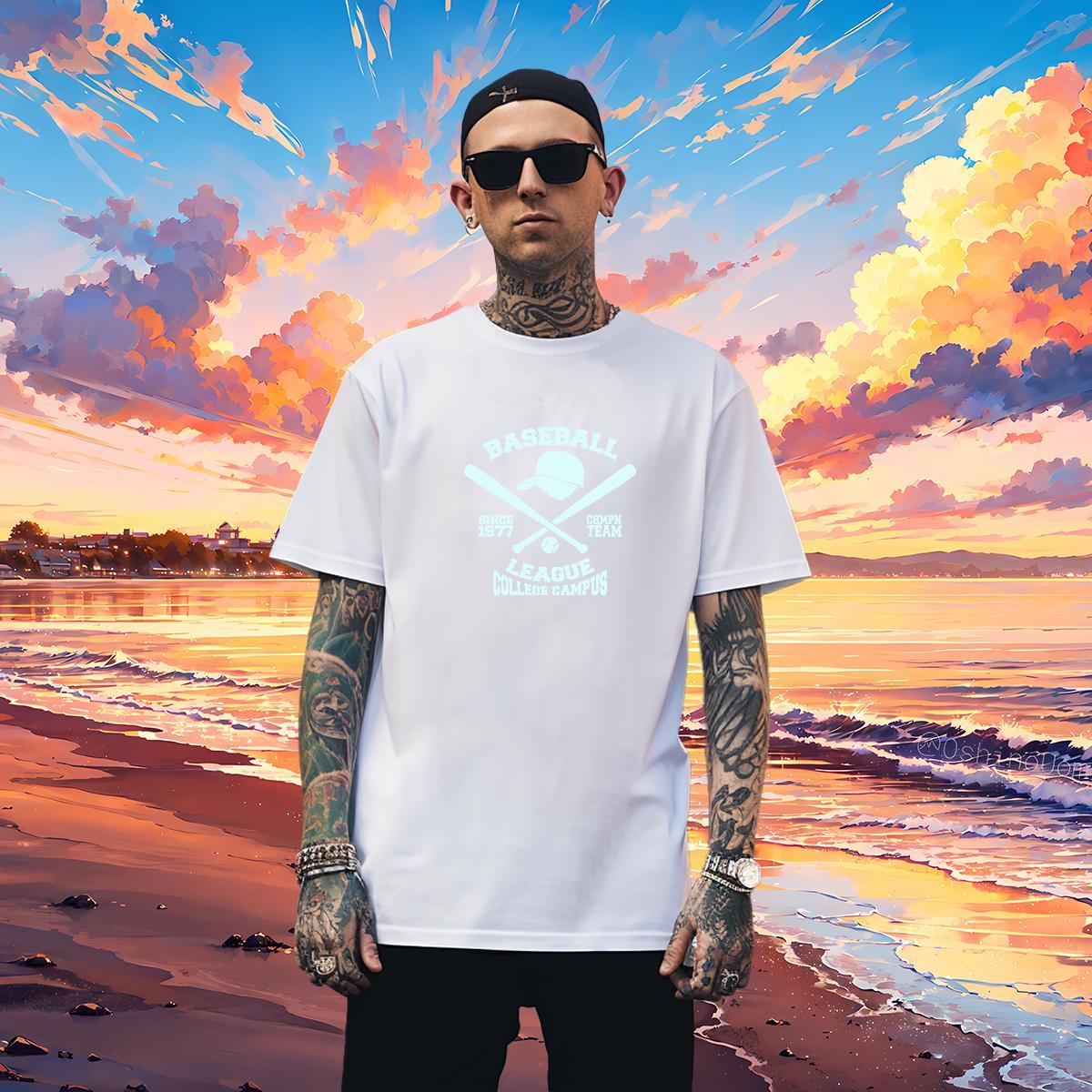 Cool T shirt 230g Cotton letter Casual DIY Printed Short Sleeve O-Neck Men Tops Tees Designer Fashion Wear