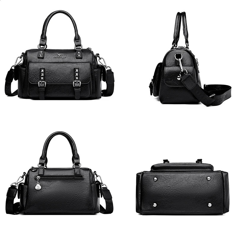 womens retro handbag fashionable cross body bag leather shoulder Boston Sac A Main 240817