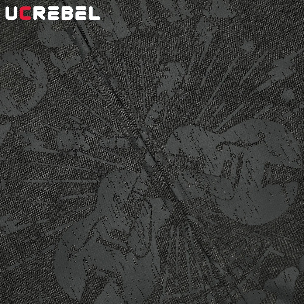 Printed hooded jacket mens autumn wash Distressed Rock High Street loose long sleeved zipper flying 240816