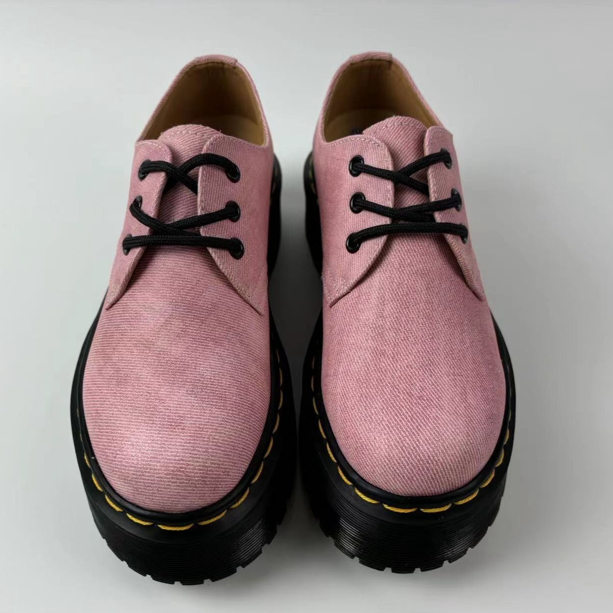Lei Yu 1461 Thick Soled Low Top Small Leather Shoes With 3 Holes British Style Casual Versatile Student Height Increasing And Slimming Short Boots For