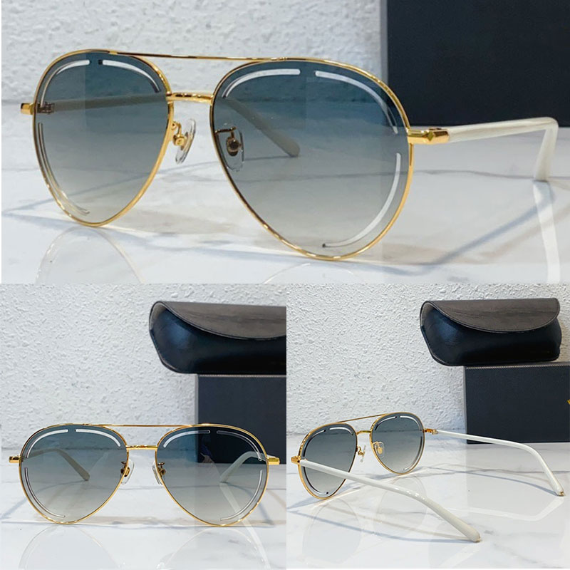 MATTHEW WILLIAMSON FOXGLOVE SUNGLASSES IN LIGHT GOLD ANDGREEN Designer Women Metal Pilot Cat Eye Frame Fashion Wear Sunglasses Foxglove