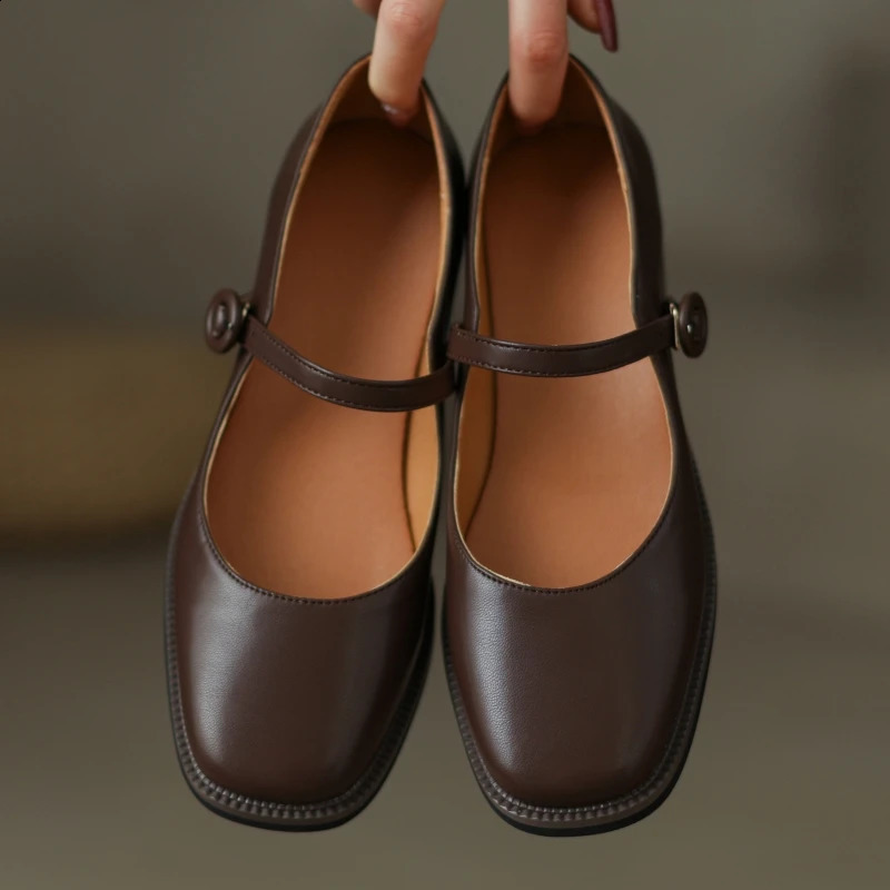 Casual Womens Low Heels Mary Jane Shoes Fashion Comfortable Straps Black Brown Walking Party Loafers Shoes Ladies 2024 Spring 250206