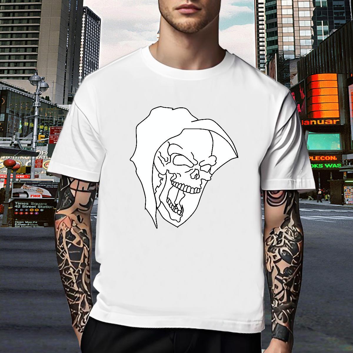 Designer Man T Shirts 230g Pure Cotton skull Outdoor Floral Print Short Sleeve Soft Men Clothes T-Shirt New Designer Polos