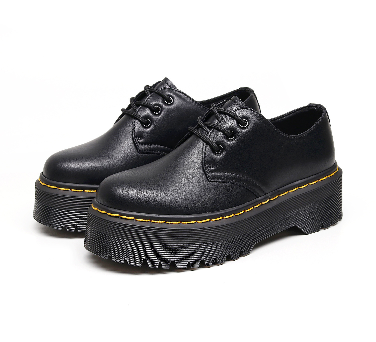 Lei Yu 1461 Thick Soled Low Top Small Leather Shoes With 3 Holes British Style Casual Versatile Student Height Increasing And Slimming Short Boots For