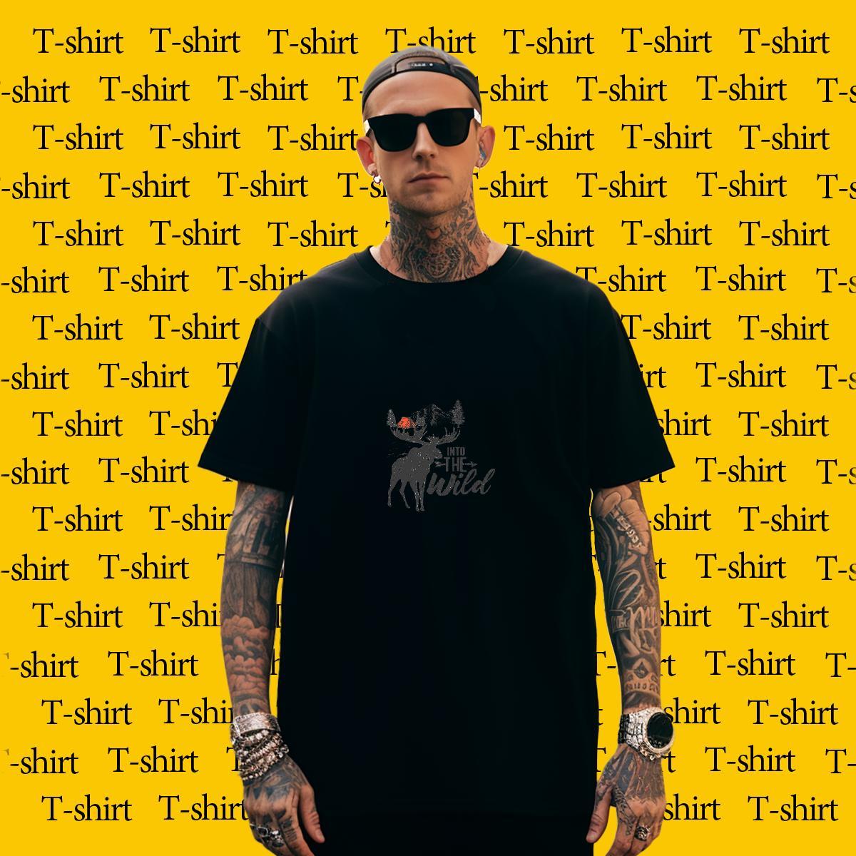 Comfortable T Shirts Men 230g 100% Cotton mountains Hip Hop Custom Printing Breathable Crew Neck Tshirts Brand Clothes