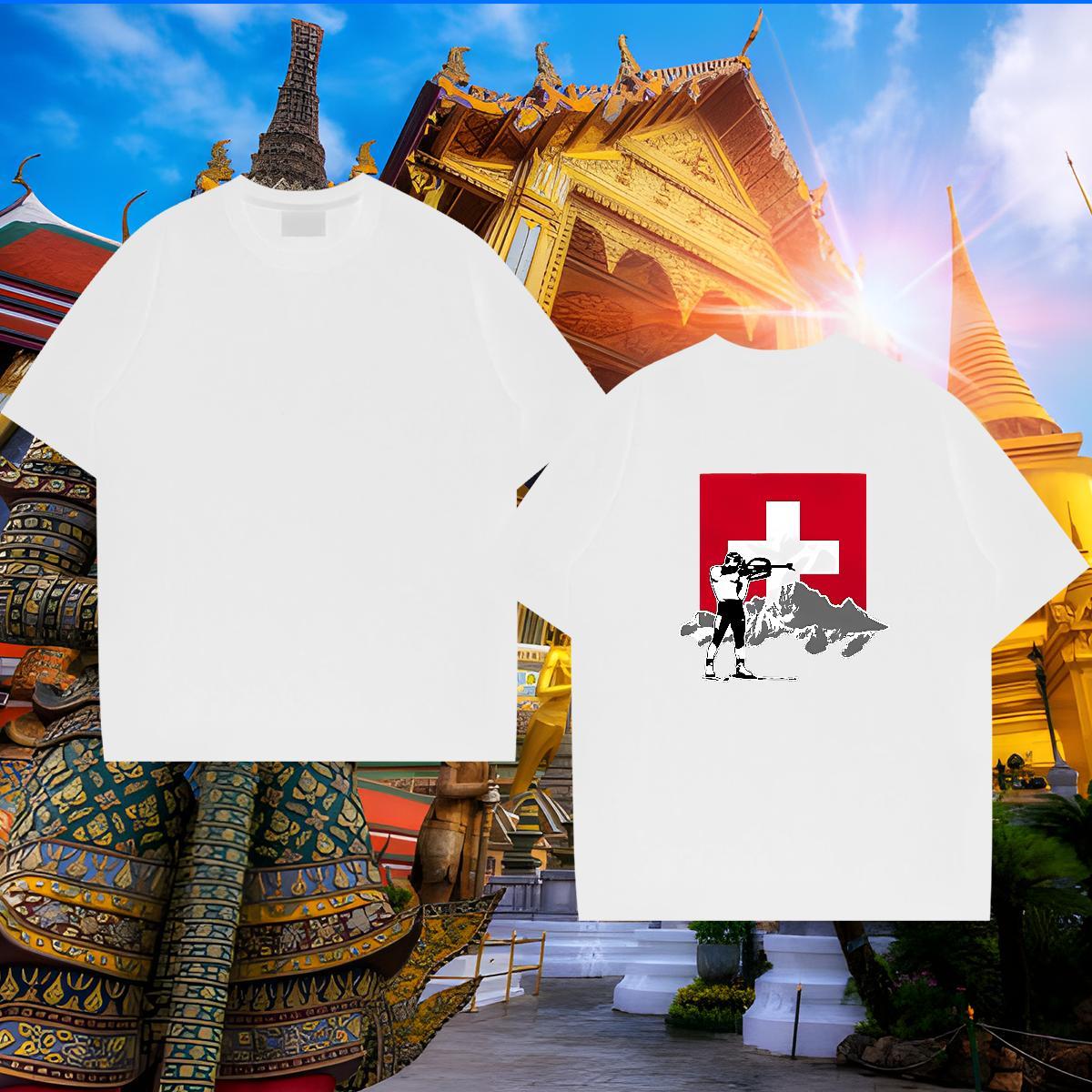 Classic T shirt 230g Cotton mountain Beach Custom Anime Crew Neck Couples T Shirts Fashion Casual Tee Shirt