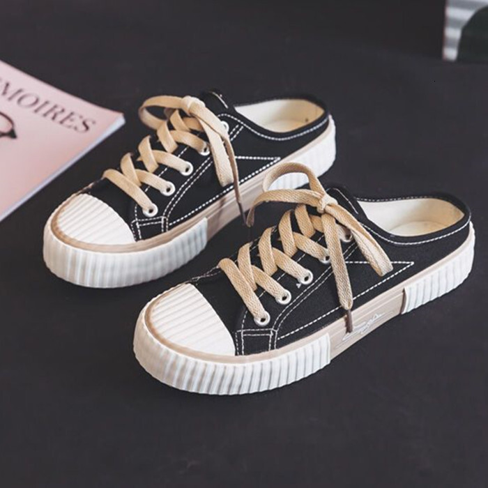 Biscuit trailer canvas for children's summer 2024 new New casual board shoes flat bottomed Korean version trend versatile half slippers