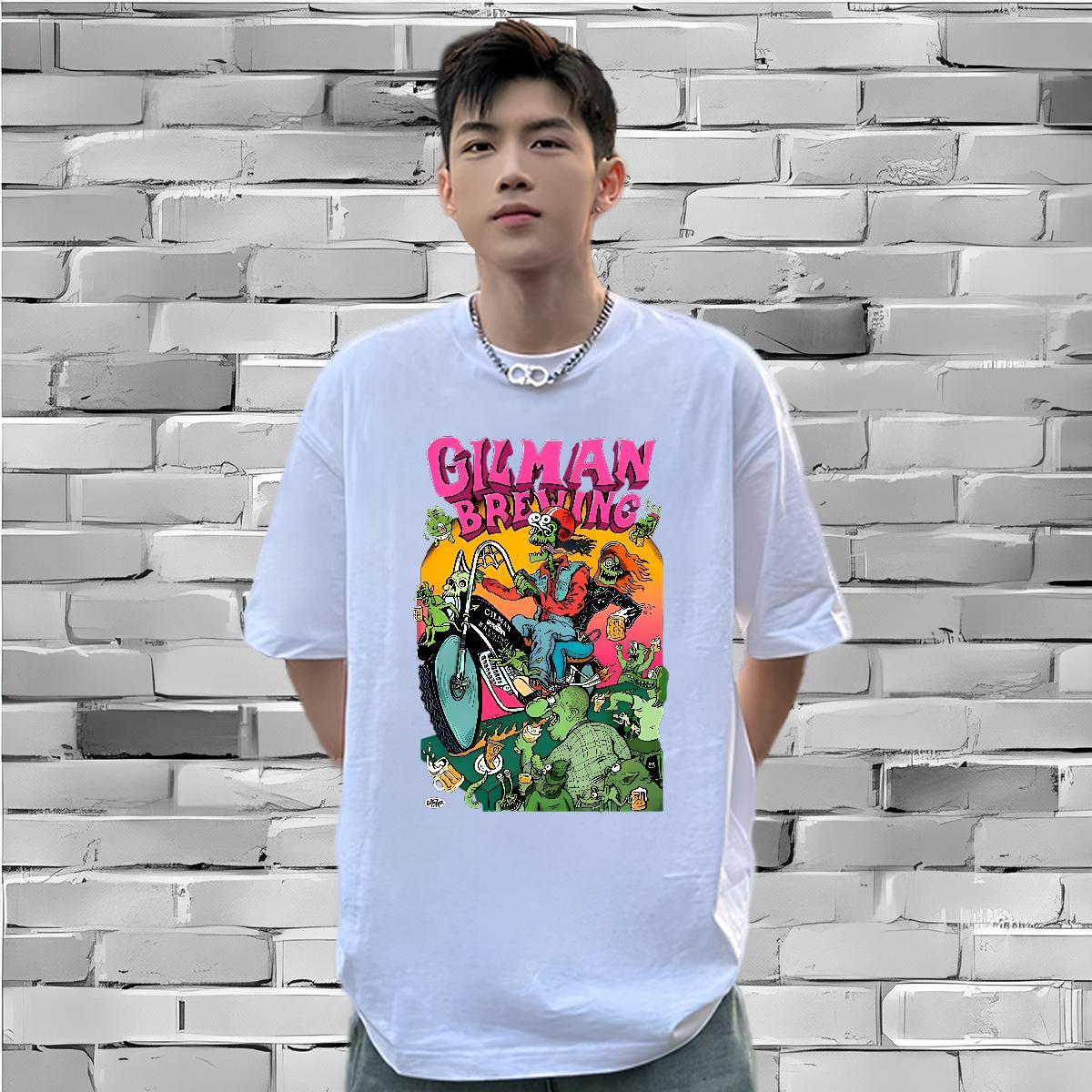 Popular T-Shirts 230g 100% Cotton skull Street DIY Anime Short Sleeve O-Neck Tshirts 2024 New Tees