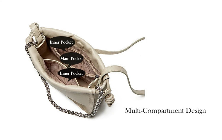 Casual brushed twolayer denim shoulder chain bag pleated split leather womens underwear cross body homeless wallet 240817