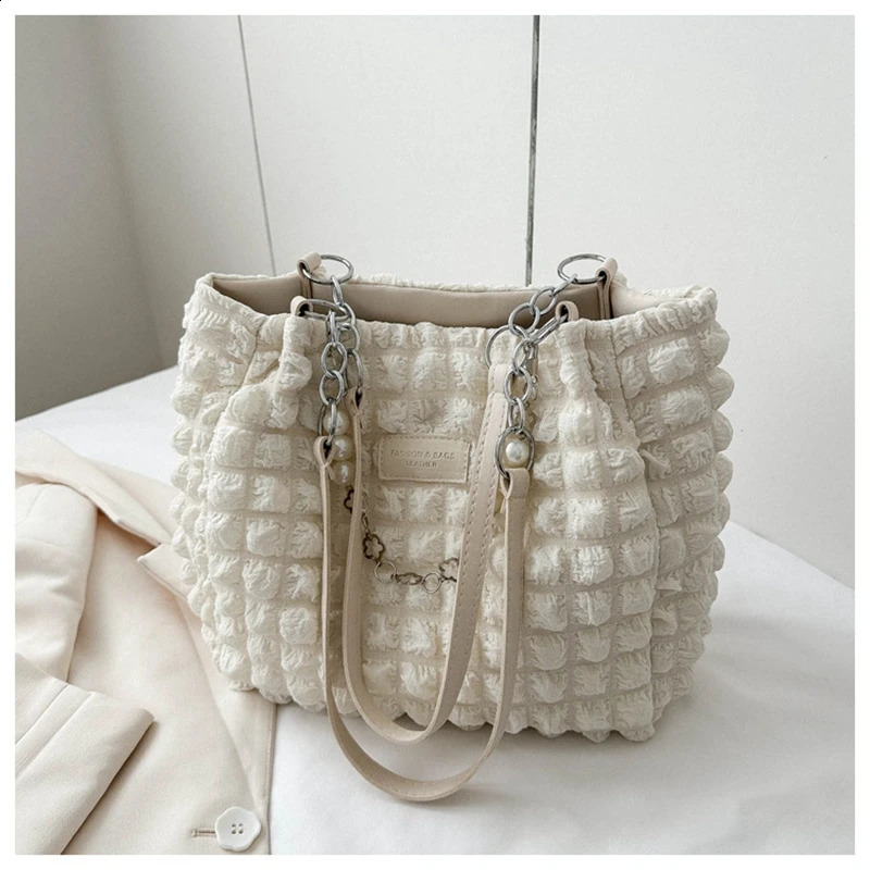 Women Shoulder Bag Quilted Padded Fashion Pleated Bubbles Cloud Bags Large CapacityTote Bucket Ruched Handbags 240816Z