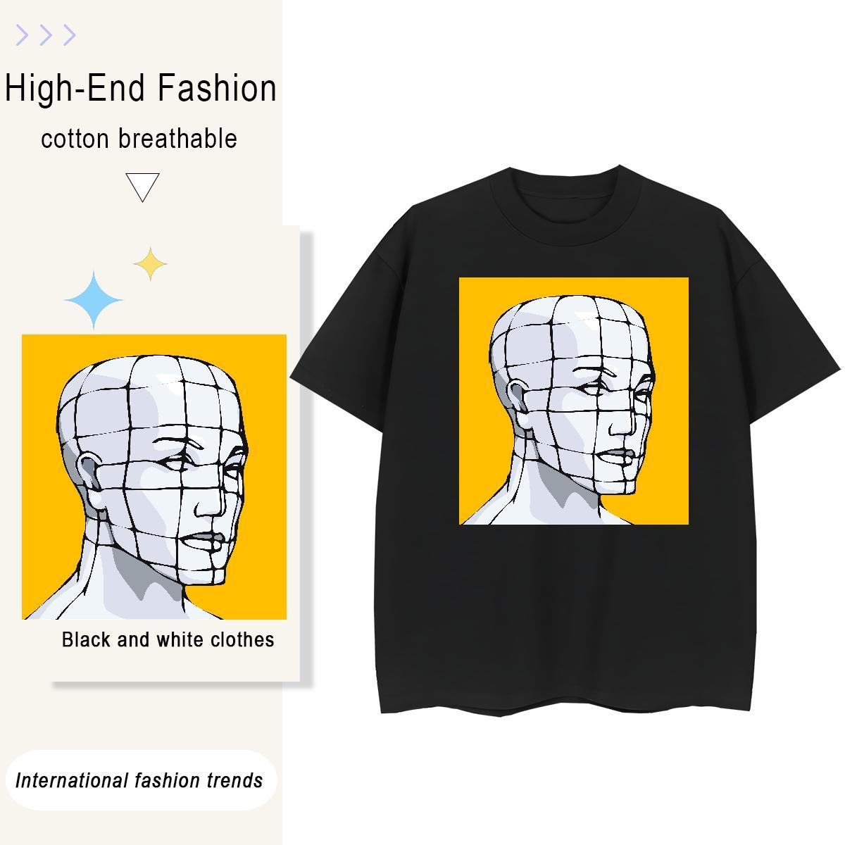 Cool Design T Shirts Men 230g Pure Cotton portrait Street Floral Print Breathable Short Sleeve Couples T Shirts Fashion Designer Wear