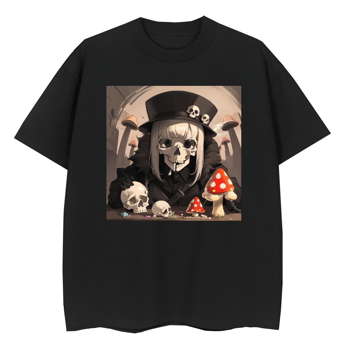 Cool T Shirt For Man 230g Pure Cotton skull Anime Printing Street DIY Printed Breathable Crew Neck Tshirts Designer Wear
