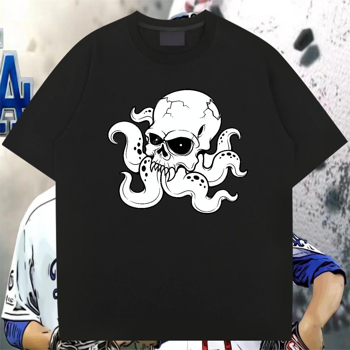 Classic Mens T Shirts 100% Cotton 230g skull Hip Hop Street Custom Cartoon Breathable Short Sleeve Couples T Shirts Casual New Clothings