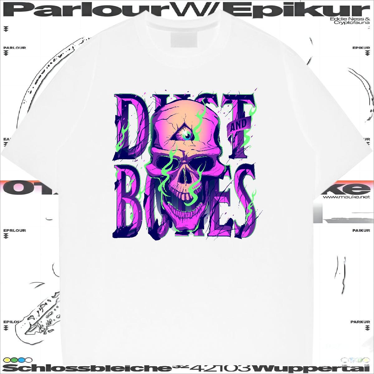 Soft T-Shirts 230g Pure Cotton skull Street wear Hip Hop Customized Print O Neck Short Sleeves Tshirt for Man Woman DIY Tshirts