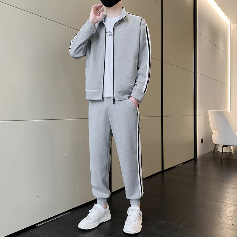 Mens sportswear spring and autumn Korean sportswear trend handmade casual two-piece set of sportswear 240827