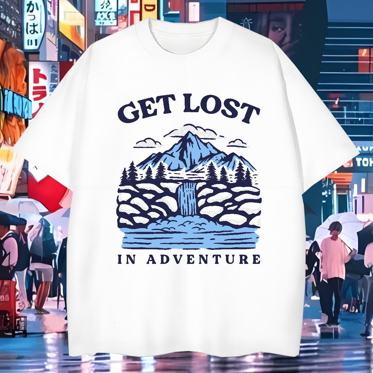 Classic T-Shirts for Men 230g Cotton mountains Anime Printing Street Cartoon Printing L-4XL Breathable Short Sleeve Tshirts 2024 Summer Tee Shirt