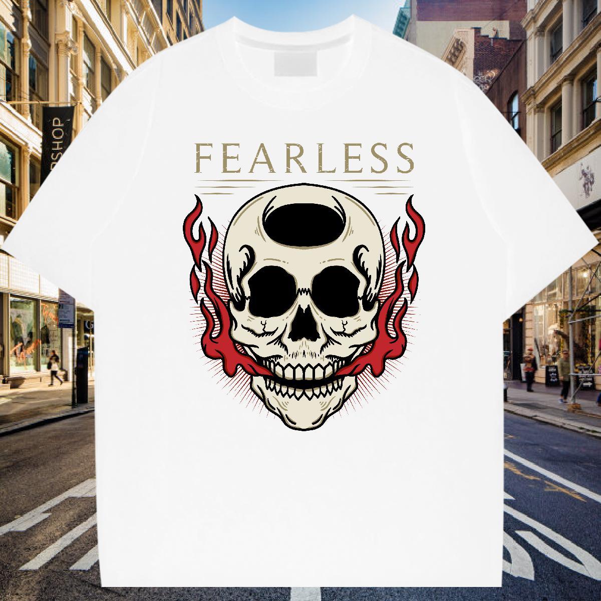 Classic Man T Shirts 230g Pure Cotton skull Casual Plus Size Cartoon Breathable Men Tshirts Stylist Tees