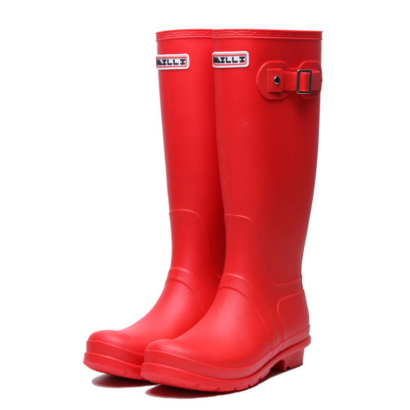 Fashion Women's Adult High Barrel Rain Spring And Autumn Anti Slip Waterproof Overcover Boots Korean Edition Wear Resistant Solid Color Water Sho