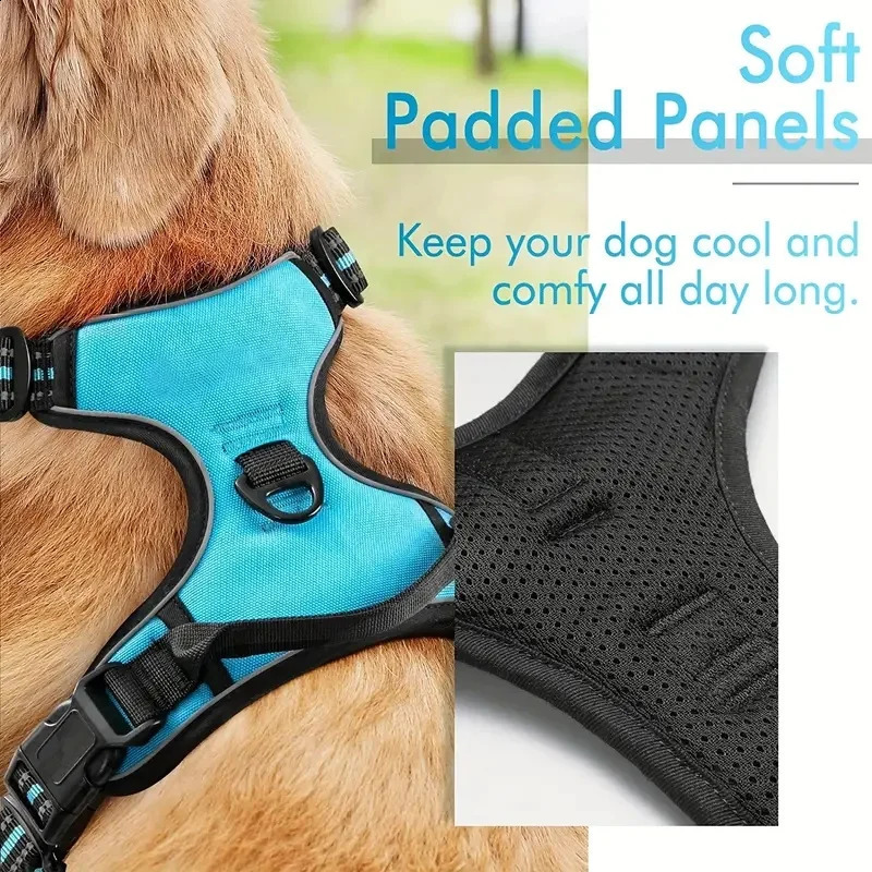 Dog Harness No-Pull Pet Harness with 2 Leash Clips Adjustable Soft Padded Dog Vest Black 240805