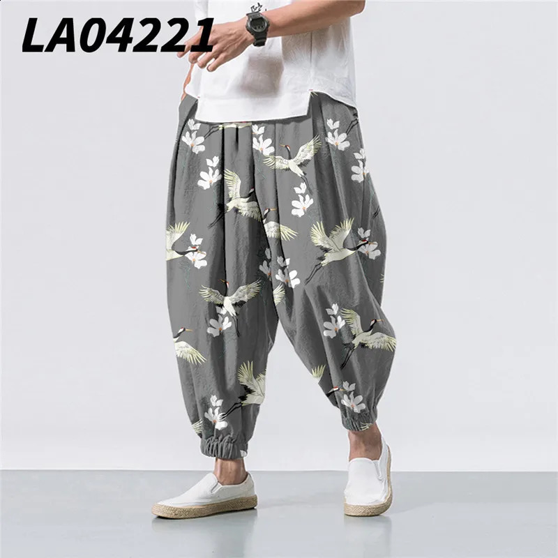 Oversize 6XL White Black Sun Moon Splicing Printed Casual Beach Harem Pants Men Hip Hop Nine Points Trousers Jogger Sweatpants 240816