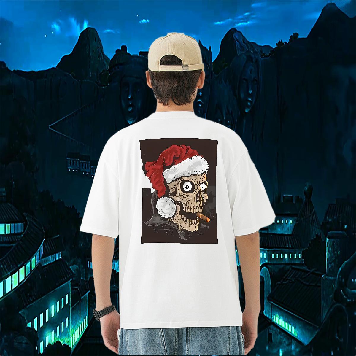 Wholesale Mens T Shirts 100% Cotton 230g skull Hip Hop Custom Printed Breathable Crew Neck Tshirt for Man Woman New Designer Polos