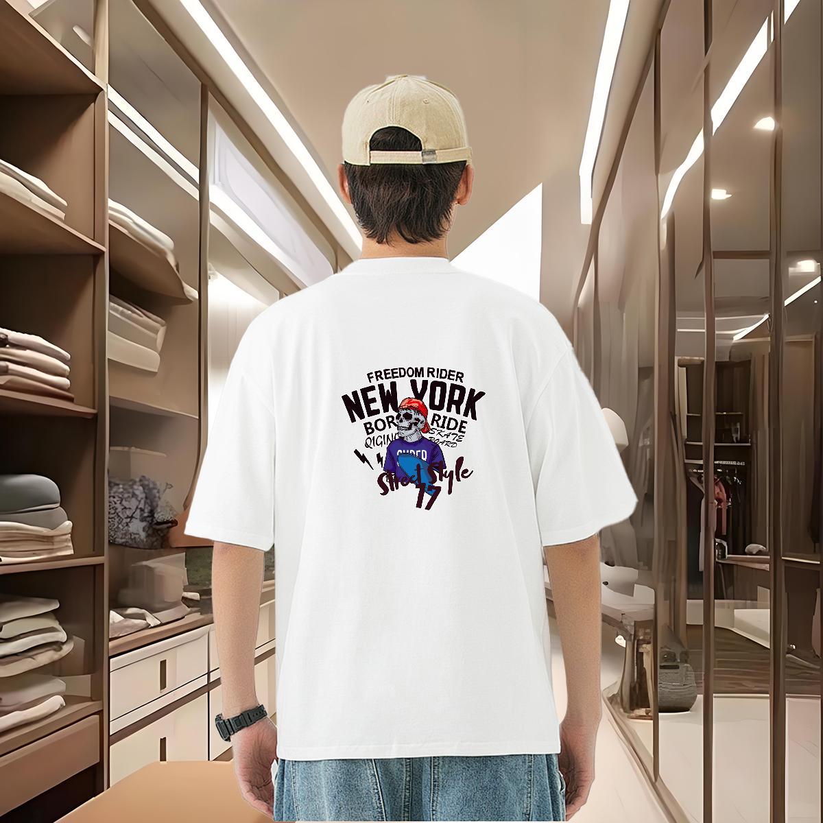 Unisex T shirt 230g Cotton skull Street wear Hip Hop Oversized 4XL Breathable Short Sleeve Men Tops Tees Fashion Designer Tshirts