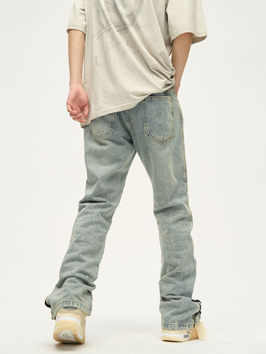 2024 American style splicing niche jeans men's ins trendy brand design sense high street pants couple trend