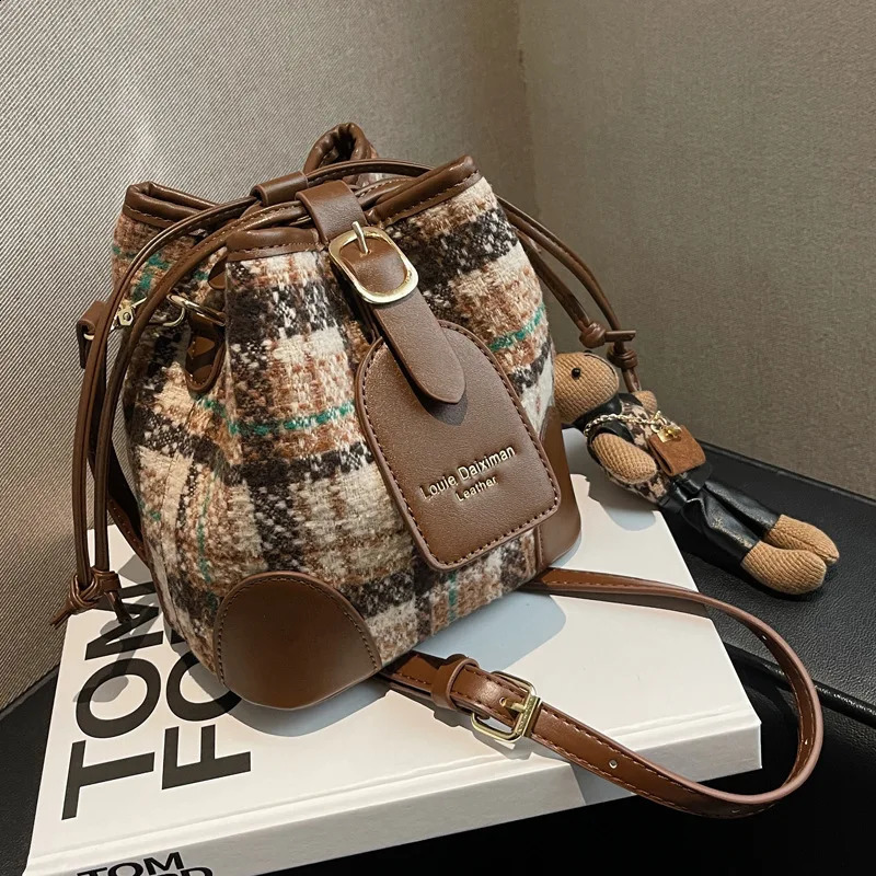 Women Shoulder Bags Fashion s Small Handbags for PU Leather Crossbody Bucket Ladies Vintage Handbag 240816