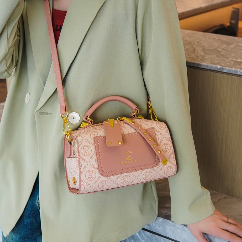 BeiBao Boston shape womens bag embedding handbag for women classic lady shoulder crossbody messenger 240817