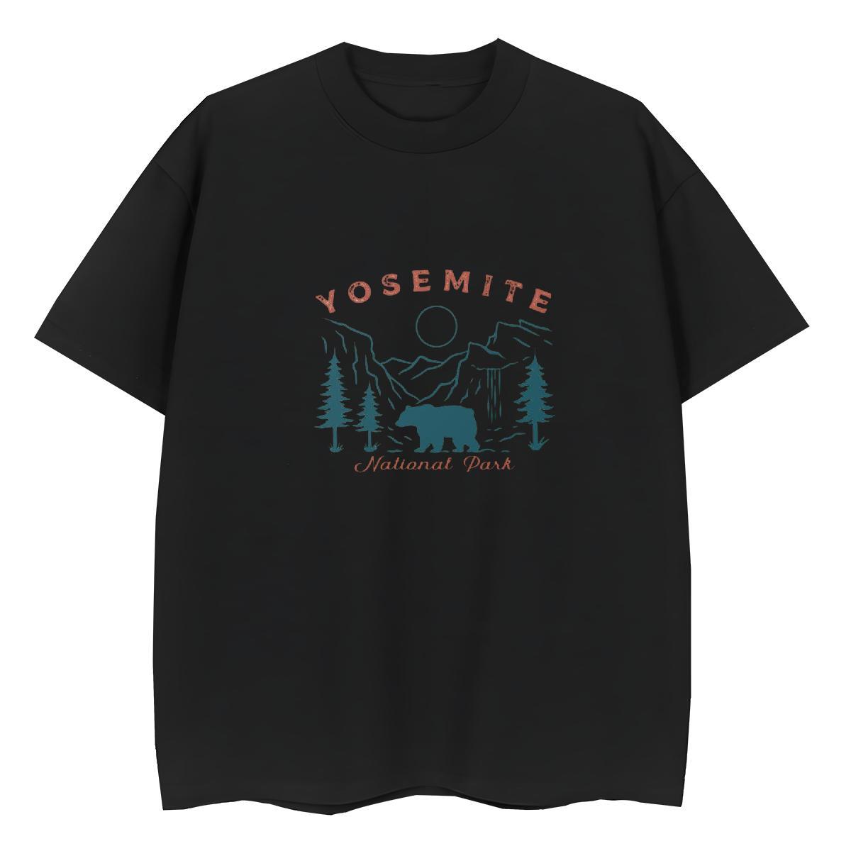 High Quality Man T Shirts 230g 100% Cotton mountains High Street Hip Hop Anime Breathable Soft Men Tees 2024 New Wear