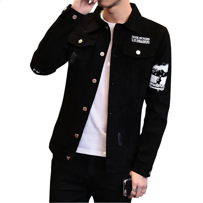 spring Autumn Casual streetwear men Korean trendy jacket youth Slim handsome clothes men black denim jacket 240816
