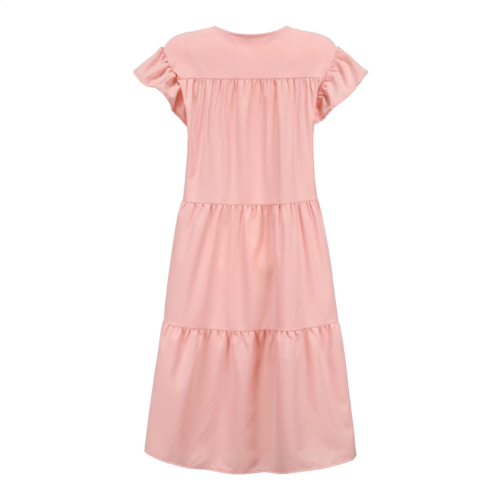 Dress Swing Dress Graphic Plain Ruffle Crew Neck MidiDress Basic Romantic Daily Holiday hort Sleeve Loose Fit Black WhitePink s 240816