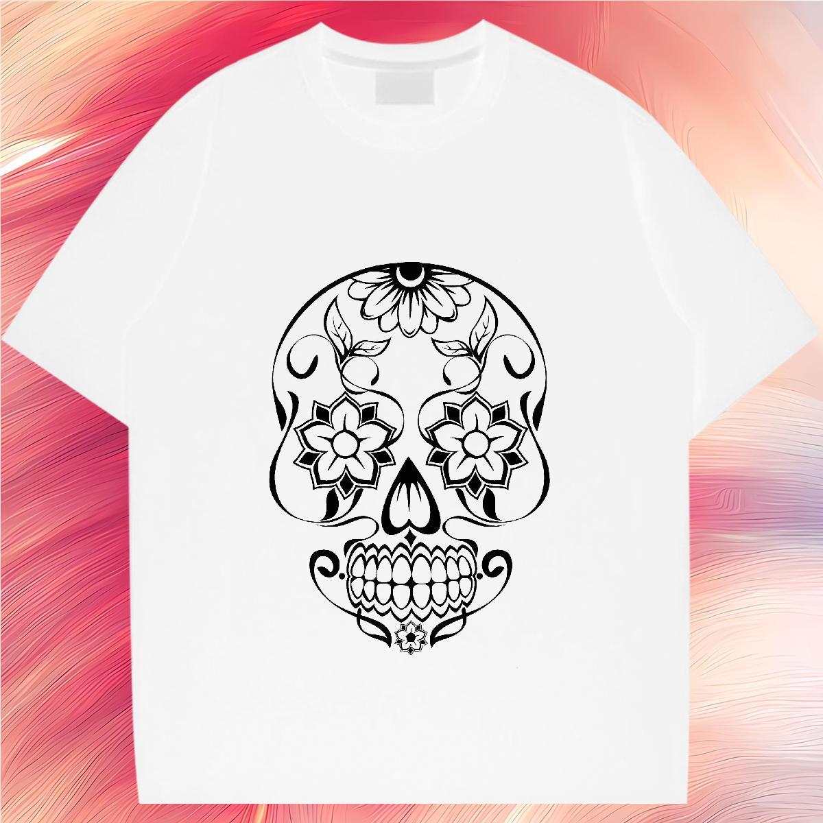 Wholesale T-Shirts 230g Pure Cotton skull Hip Hop Skull Short Sleeve O-Neck Tshirts Designer Fashion Top Tees