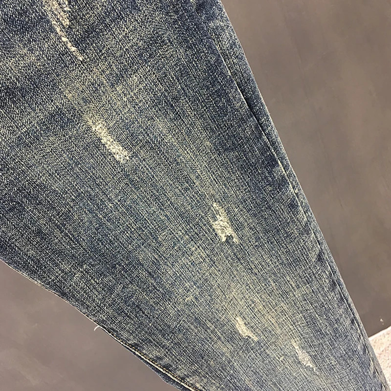 Spring Autumn Fashion Mens Jeans Skinny Washing Blue Stretch Classical pencil Pants Slim Fit Streetwear Clothing 240820