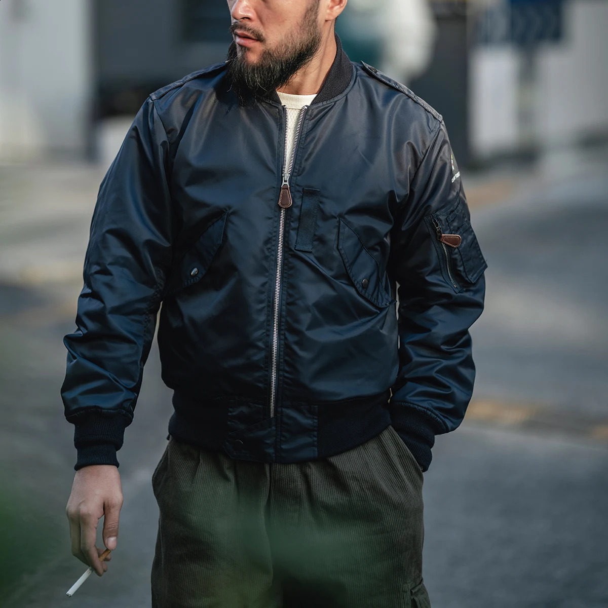 Bronson Type L2A bomber jacket waterproof nylon military flight blue 240816