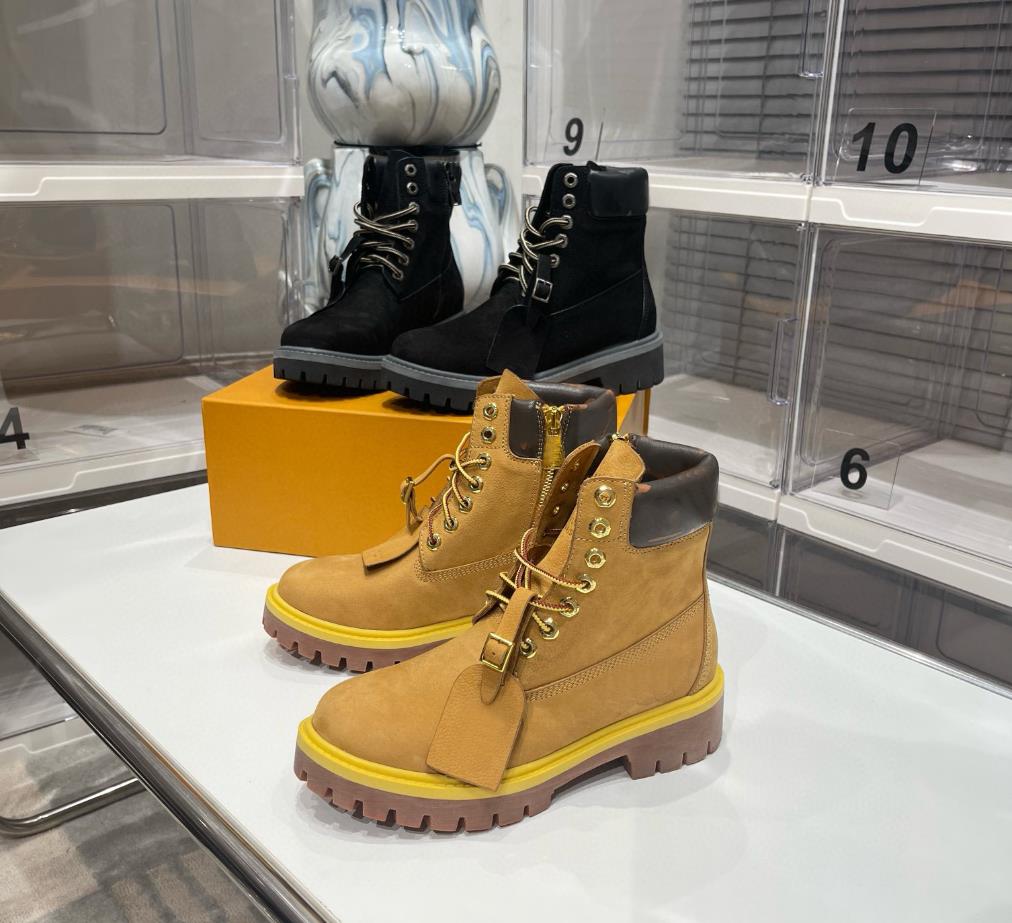 Designer Shoes fashion Ranger Ankle Boots Men Women Casual Platform Boots luxury calfskin leather suede Checker Cowboy Martin Boots Size 35-45