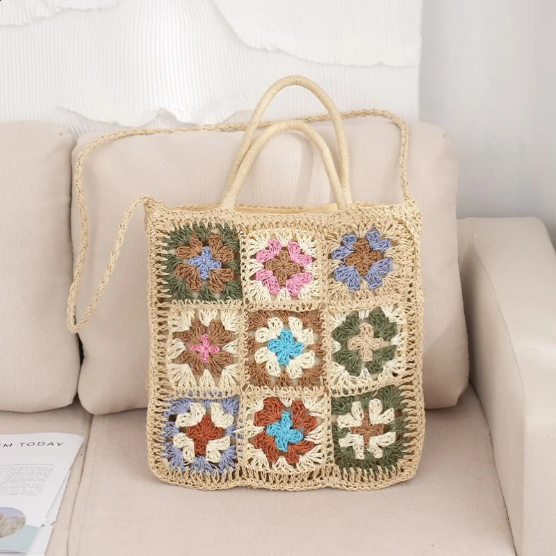 1pc Handknitted Bag Bohemian Crocheted Hollow Shoulder Beach For Summer Vacation Mommy 240816Z