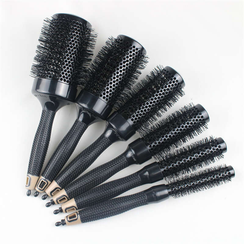 6Pcs/Set Black Boar Bristles Round Comb Professional Hairdressing Hair Brush Anti-Static Barber Salon Styling Tools