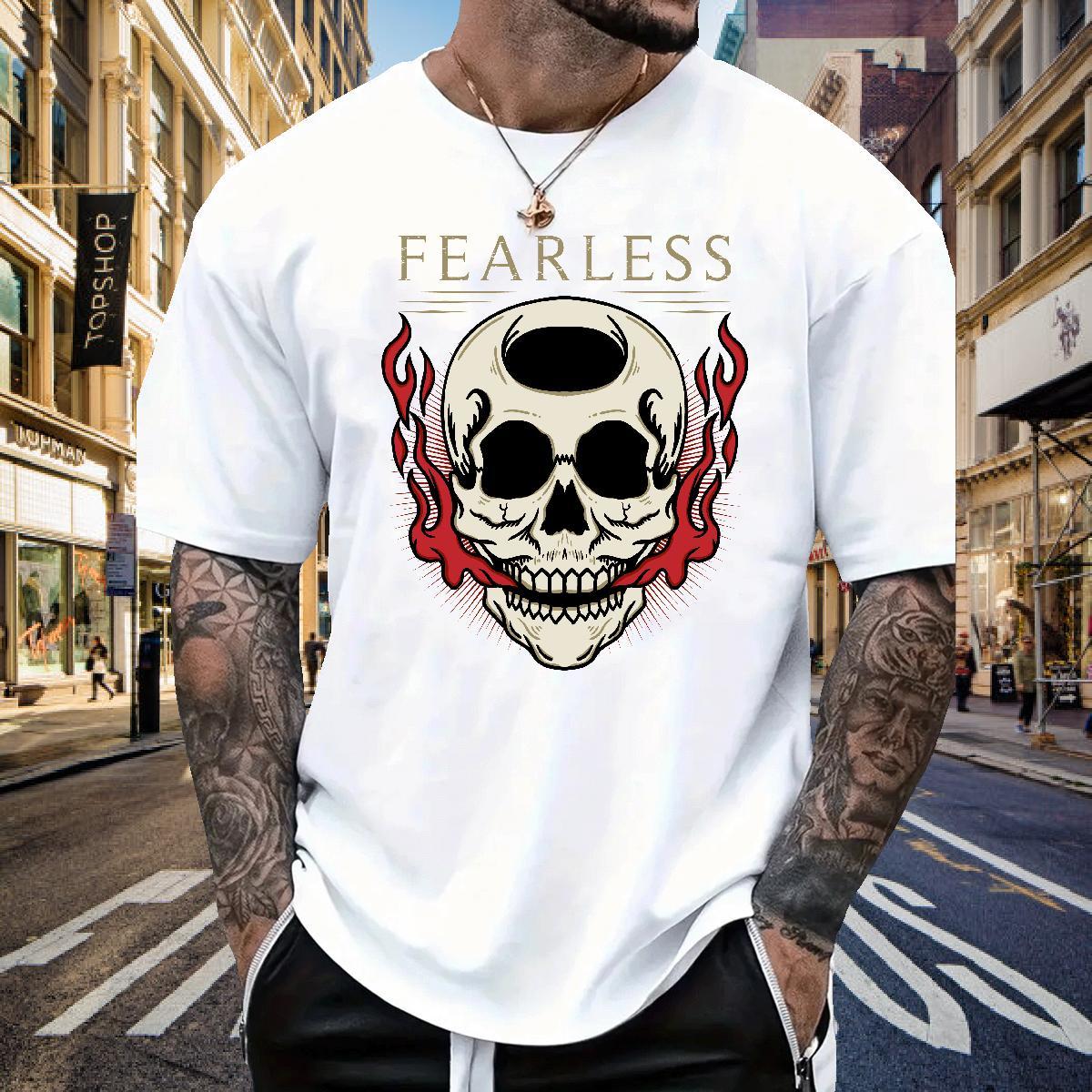 Classic Man T Shirts 230g Pure Cotton skull Casual Plus Size Cartoon Breathable Men Tshirts Stylist Tees