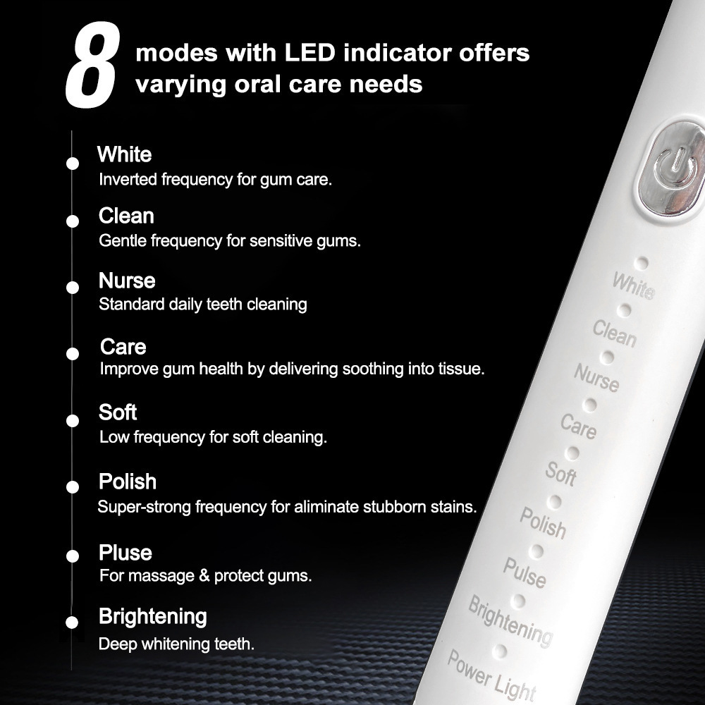 8-speed 4-stroke sonic electric toothbrush USB smart adult soft bristled toothbrush Tiktok waterproof toothbrush