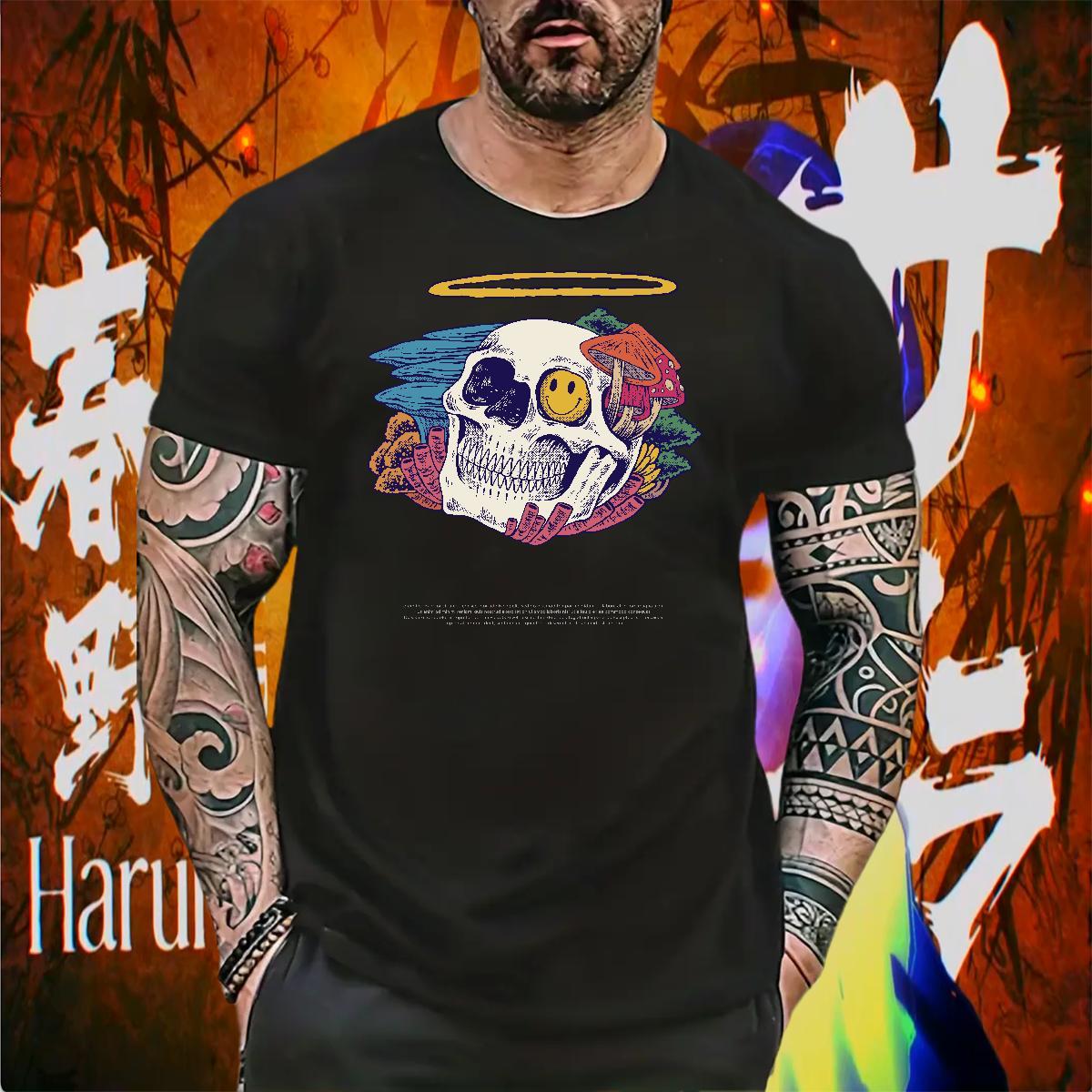 Wholesale T shirt 230g Cotton skull Beach Skull Breathable Short Sleeve Tshirts 2024 Summer Tees