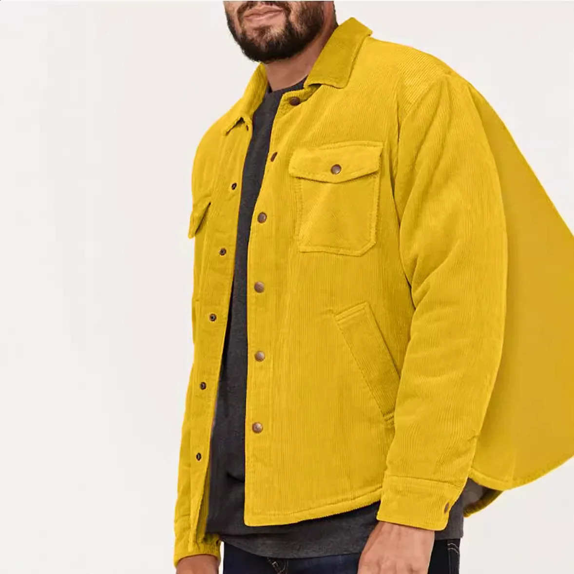 Mens Fashion Jacket for Spring and Autumn European and American Style Solid Color Single-breasted Multi-pocket Lapel Coat 240816