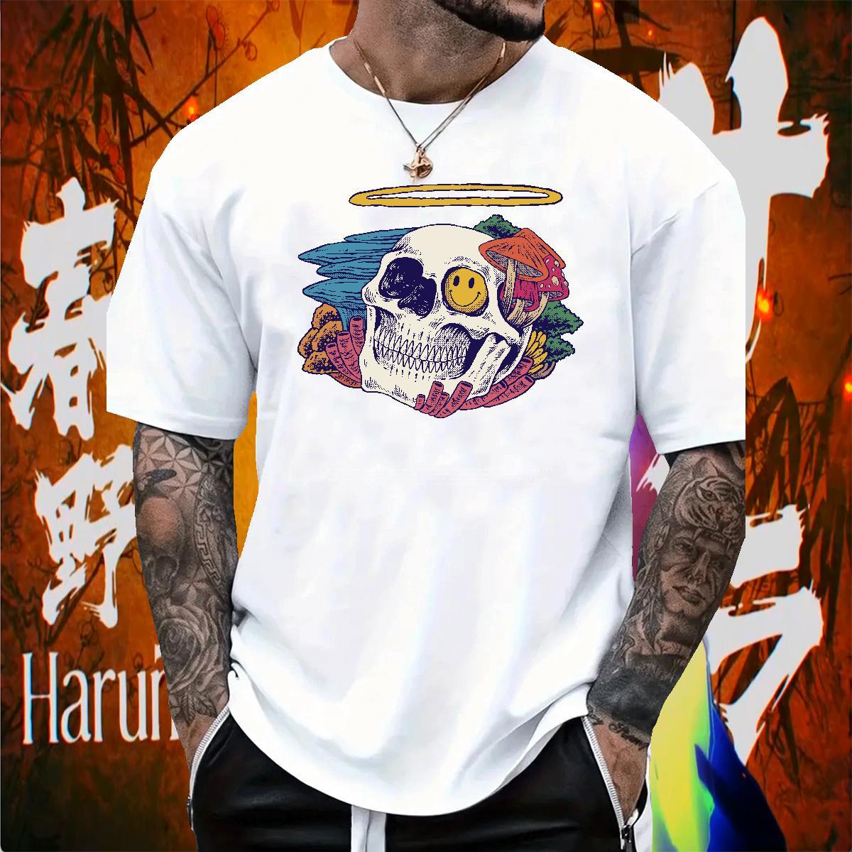 Wholesale T shirt 230g Cotton skull Beach Skull Breathable Short Sleeve Tshirts 2024 Summer Tees