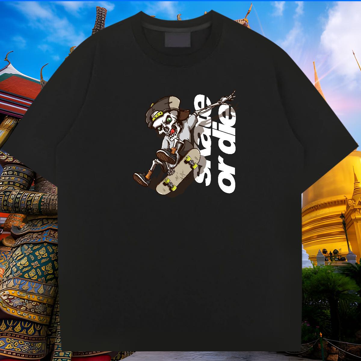 Designer T Shirts Men 230g 100% Cotton skull Outdoor Custom Anime Breathable Short Sleeve Men Tshirts New Designer Tops Shirt
