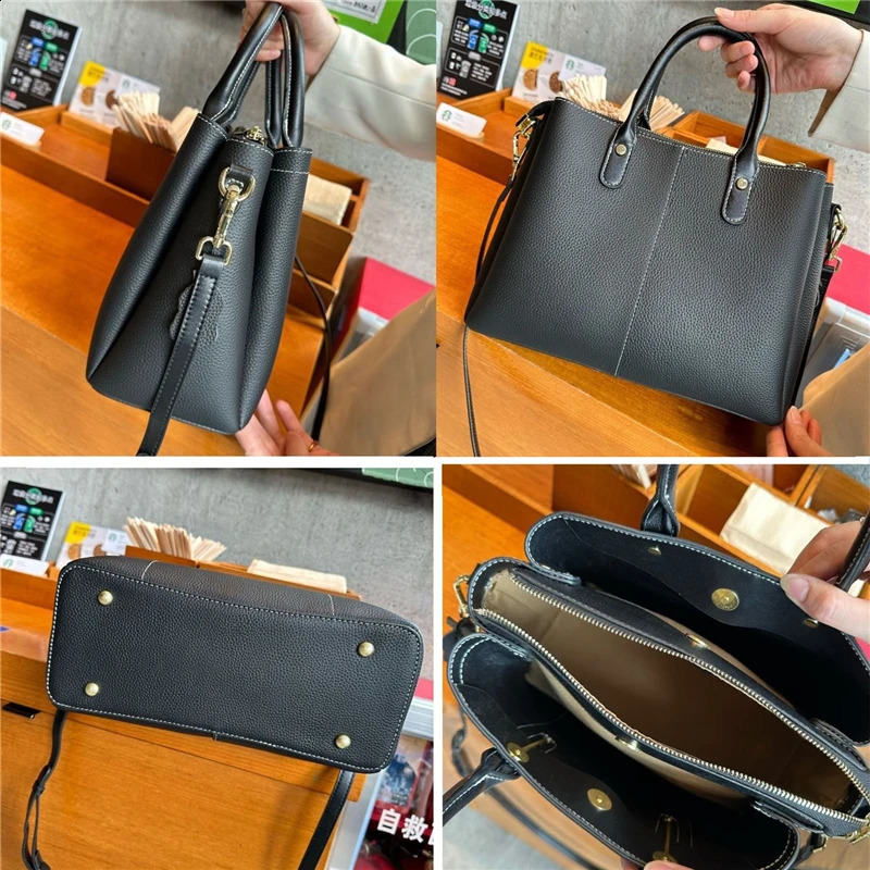 Hifashion 3layer denim leather handbag for womens trend ner office shoulder cross body bag 240820