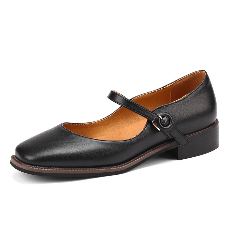 Casual Womens Low Heels Mary Jane Shoes Fashion Comfortable Straps Black Brown Walking Party Loafers Shoes Ladies 2024 Spring 250206