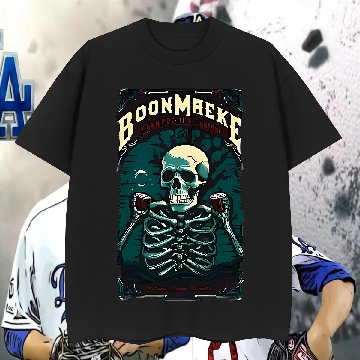 Designer T-Shirts 230g Pure Cotton skull Sports Casual Custom Print Oversized O Neck Short Sleeves Men Tops Tees Classic Casual Polos