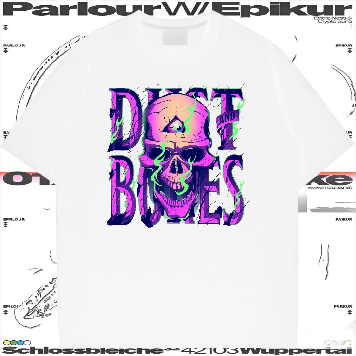 Soft T-Shirts 230g Pure Cotton skull Street wear Hip Hop Customized Print O Neck Short Sleeves Tshirt for Man Woman DIY Tshirts